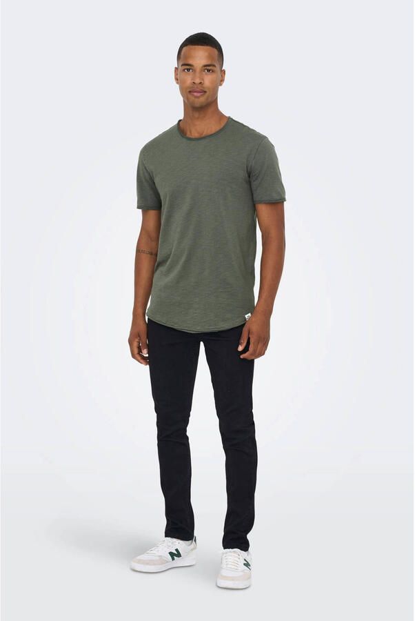 ONLY & SONS gemeleerd regular fit T-shirt ONSBENNE LIFE LONGY castor gray