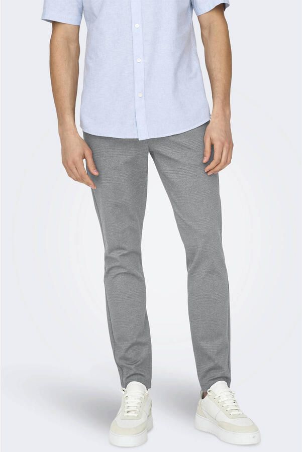 Only & Sons Slim fit stoffen broek met glencheck-motief model 'MARK'