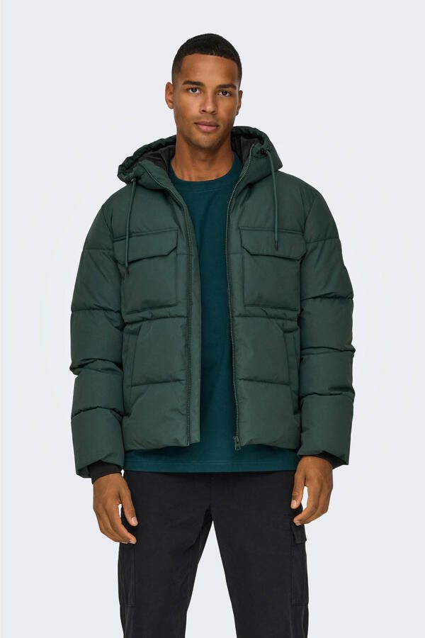 ONLY & SONS gewatteerde jas ONSELIJAH donkergroen - Foto 3