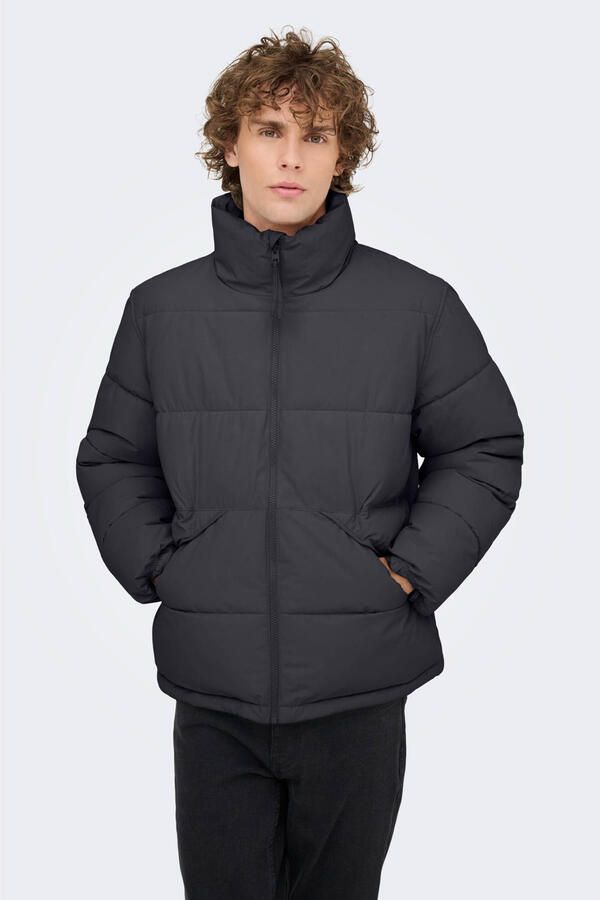 Only & Sons Regular fit pufferjack met opstaande kraag model 'PACK'