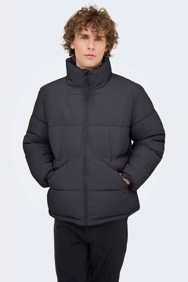 Only & Sons Regular fit pufferjack met opstaande kraag model 'PACK'