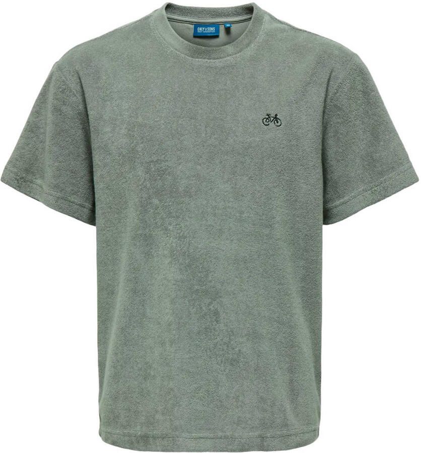 ONLY & SONS JUNIOR badstof T-shirt groen