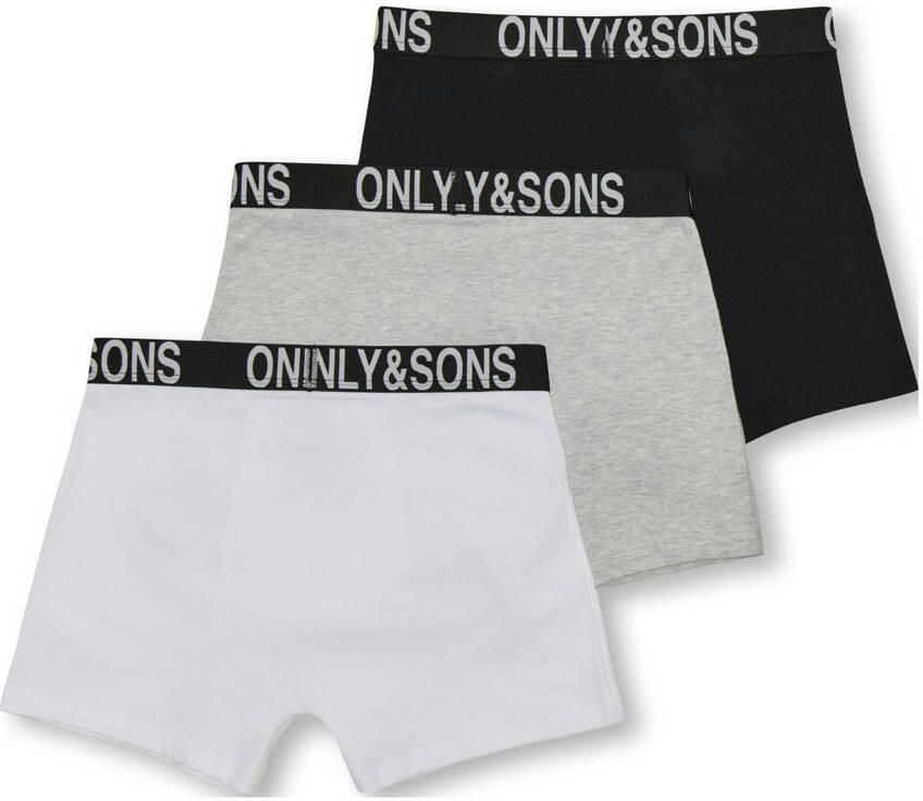 ONLY & SONS JUNIOR boxershort zwart grijs wit (set van 3) - Foto 2