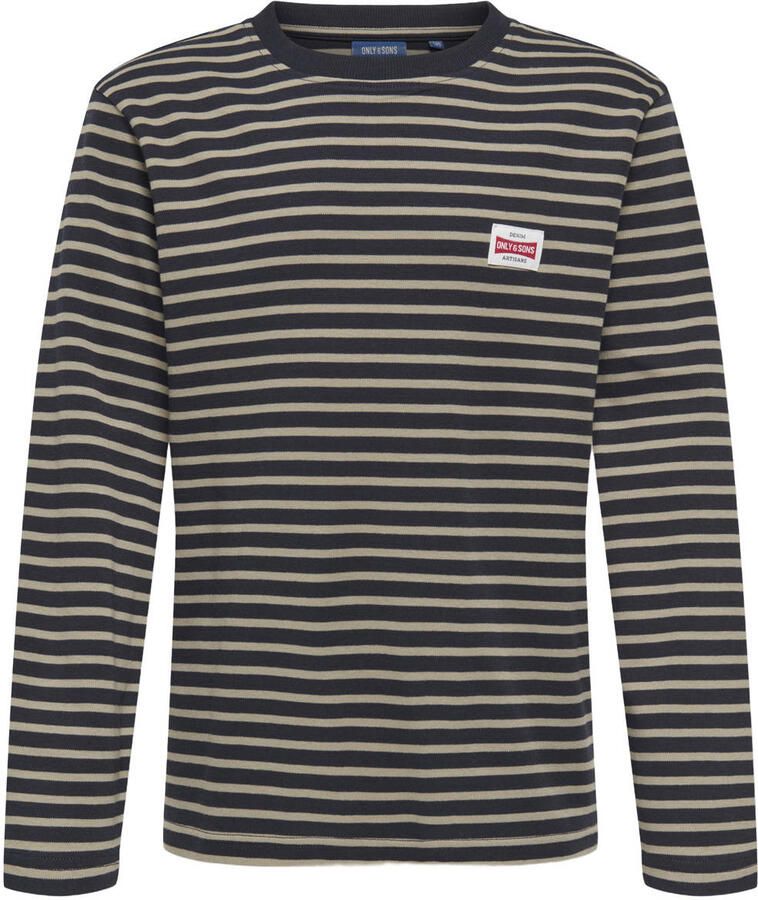 ONLY & SONS JUNIOR gestreepte longsleeve donkerblauw