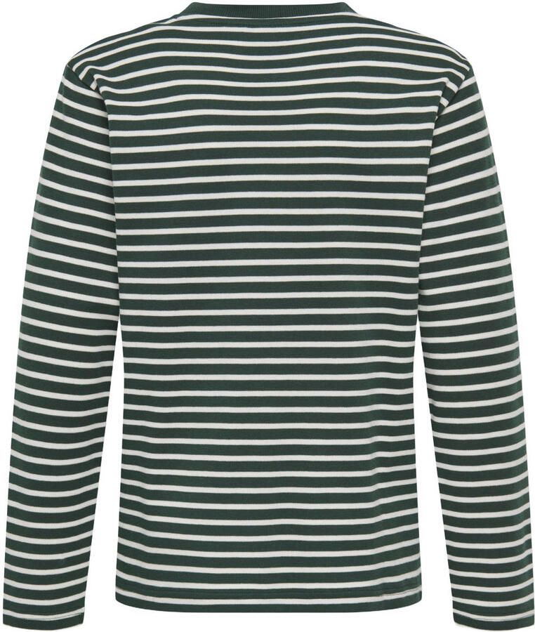 ONLY & SONS JUNIOR gestreepte longsleeve donkergroen - Foto 2