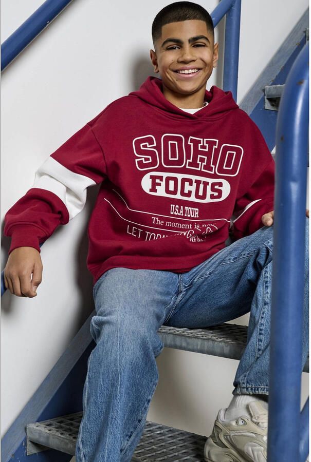 ONLY & SONS JUNIOR hoodie donkerrood