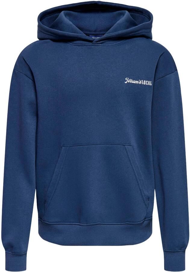 ONLY & SONS JUNIOR hoodie met backprint blauw