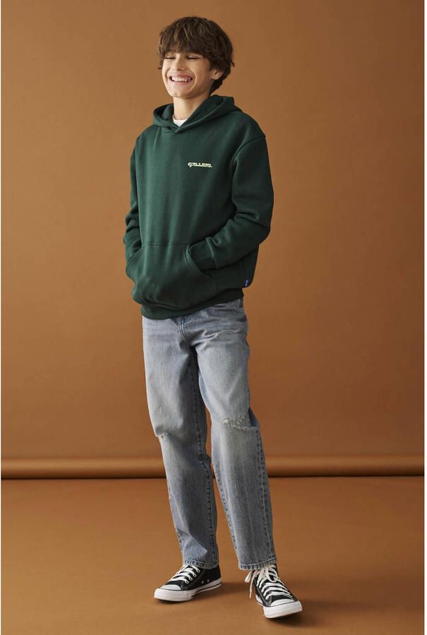 ONLY & SONS JUNIOR hoodie met backprint donkergroen