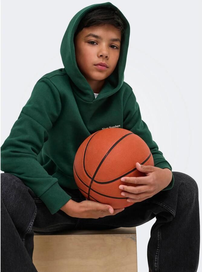 ONLY & SONS JUNIOR hoodie met backprint donkergroen - Foto 2