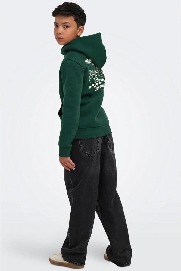 ONLY & SONS JUNIOR hoodie met backprint donkergroen - Foto 3
