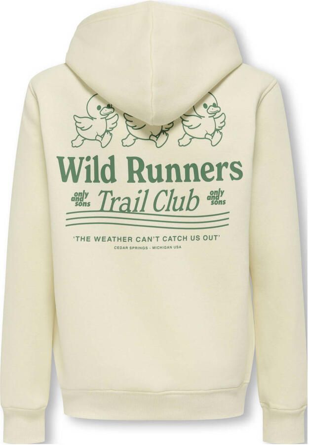 ONLY & SONS JUNIOR hoodie met backprint ecru - Foto 3