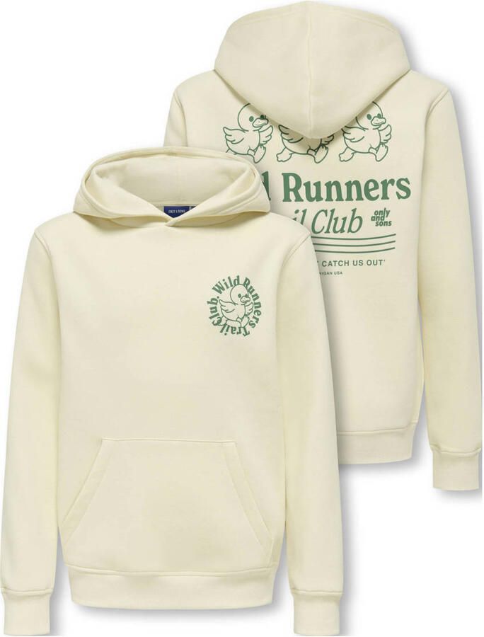 ONLY & SONS JUNIOR hoodie met backprint ecru - Foto 2