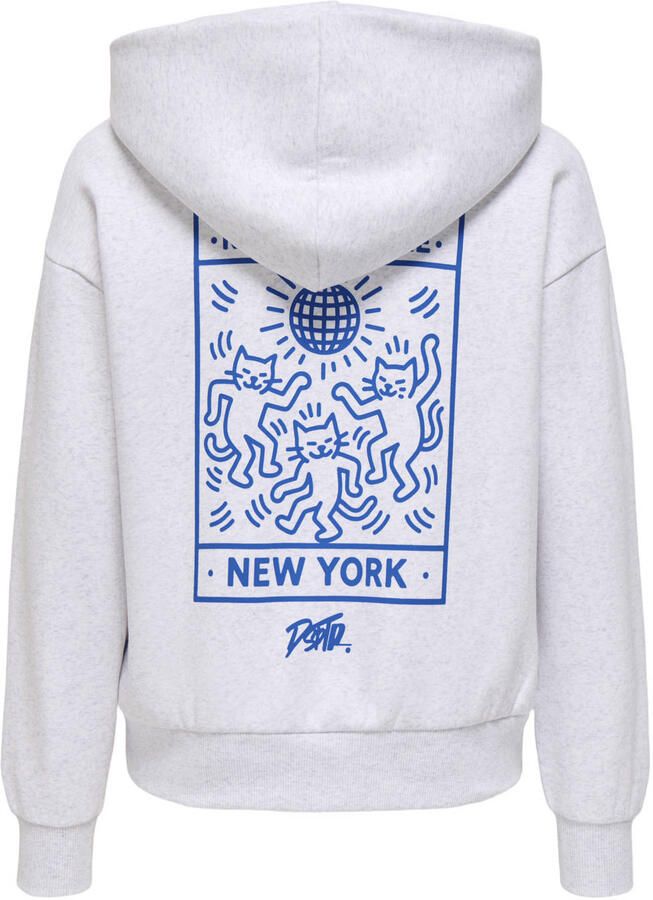 ONLY & SONS JUNIOR hoodie met backprint lichtgrijs - Foto 3