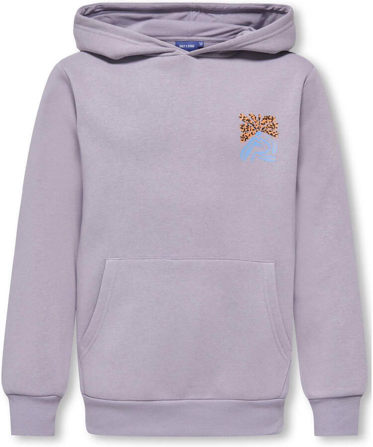 ONLY & SONS JUNIOR hoodie met backprint paars