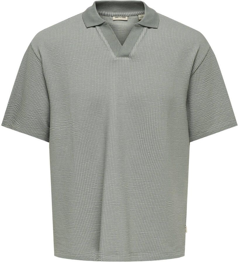ONLY & SONS JUNIOR polo met textuur grijs