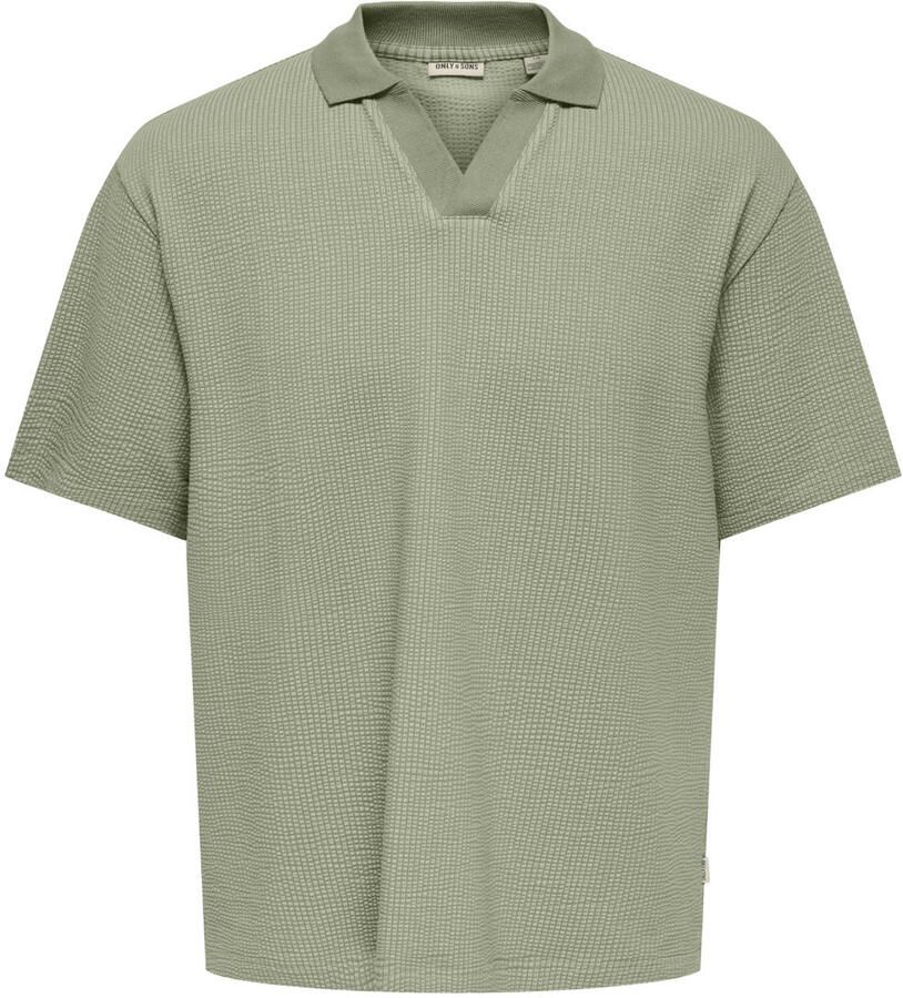 ONLY & SONS JUNIOR polo met textuur groen
