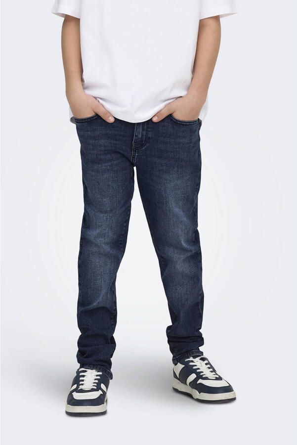 ONLY & SONS JUNIOR slim fit jeans met backprint dark blue denim