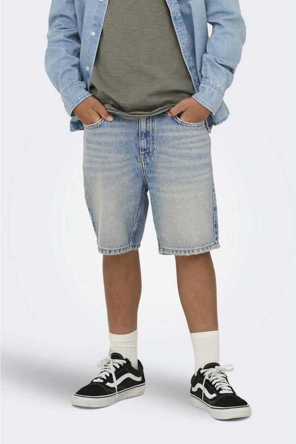 ONLY & SONS JUNIOR straight regular waist short medium blue denim