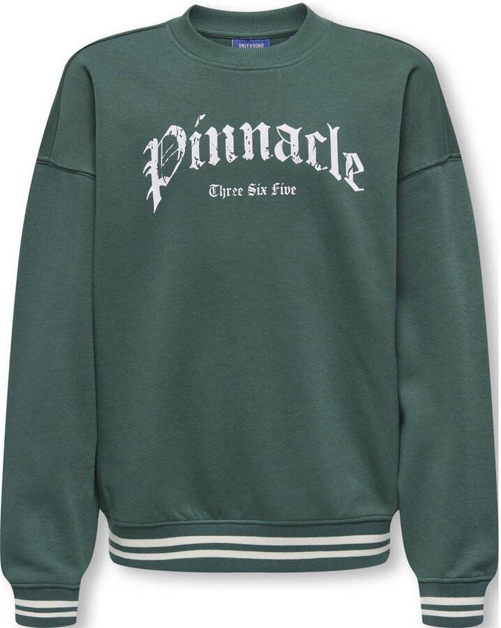 ONLY & SONS JUNIOR sweater groen Tekst
