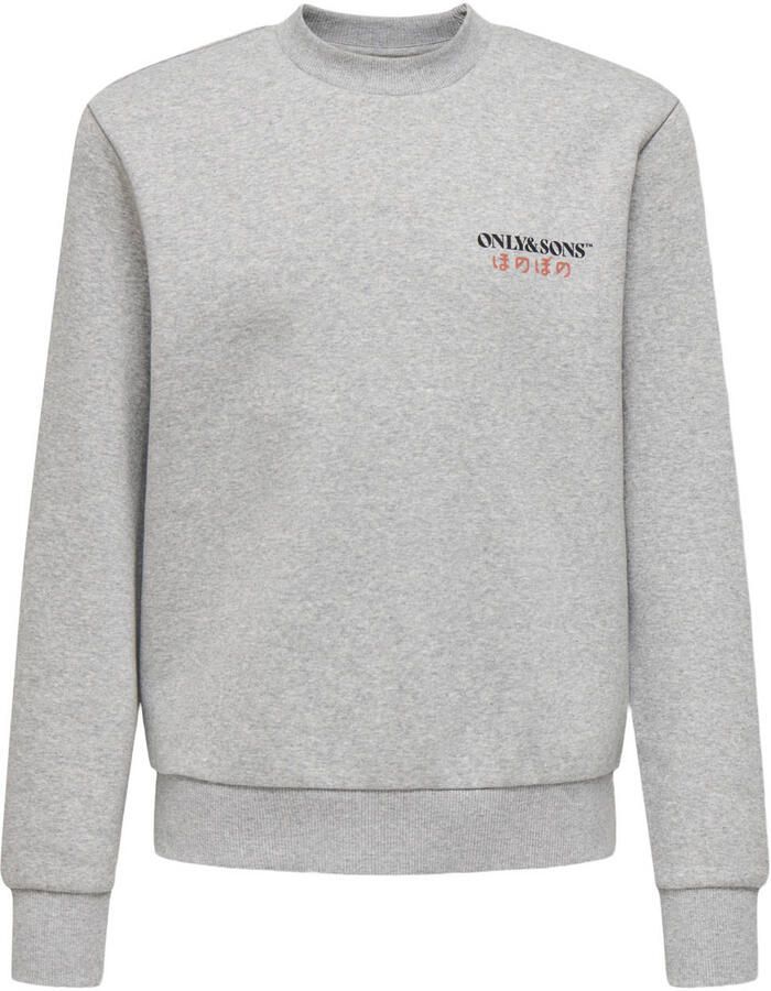 ONLY & SONS JUNIOR sweater met backprint grijs