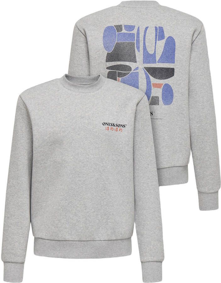 ONLY & SONS JUNIOR sweater met backprint grijs - Foto 2