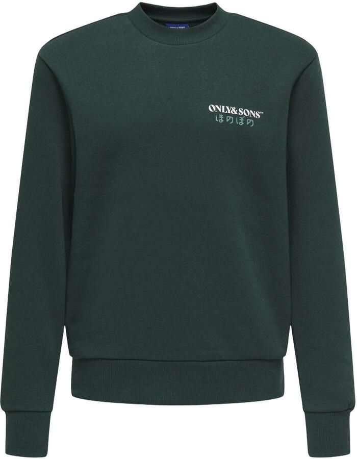 ONLY & SONS JUNIOR sweater met backprint groen