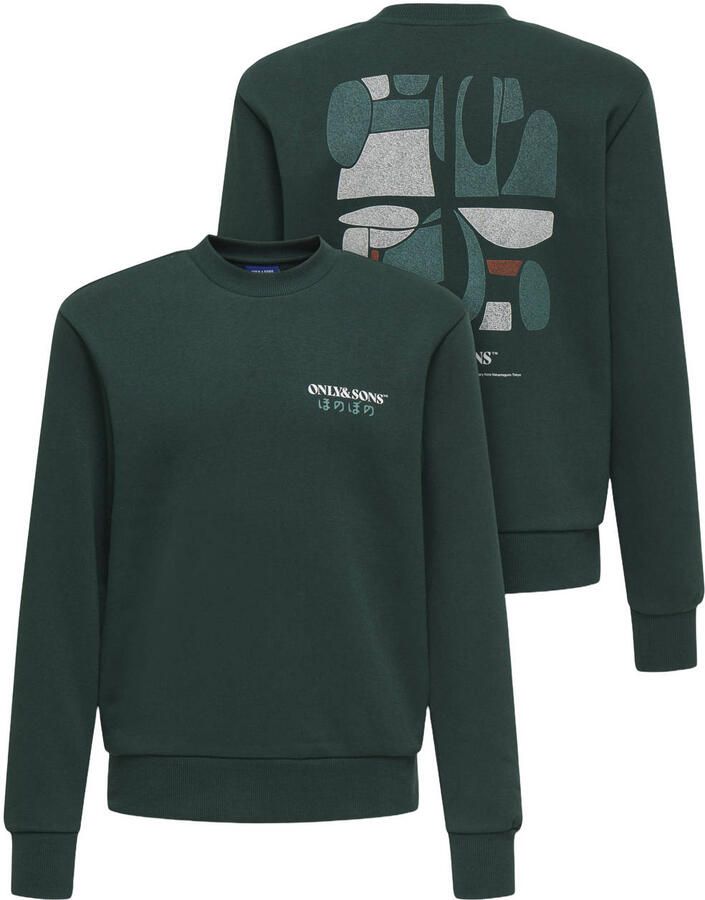 ONLY & SONS JUNIOR sweater met backprint groen - Foto 2
