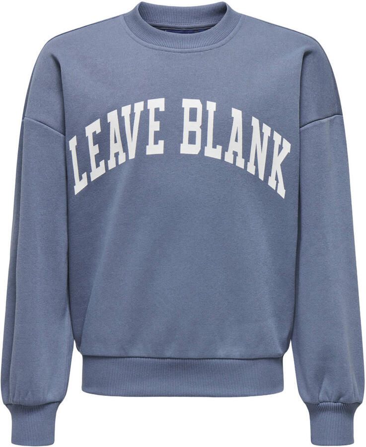 ONLY & SONS JUNIOR sweater met tekst blauw