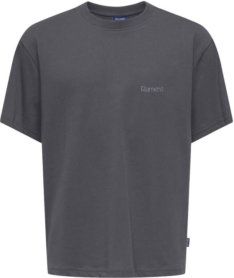 ONLY & SONS JUNIOR T-shirt met backprint antraciet