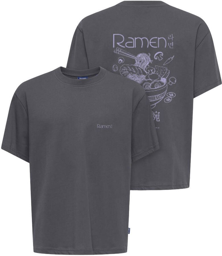 ONLY & SONS JUNIOR T-shirt met backprint antraciet - Foto 2