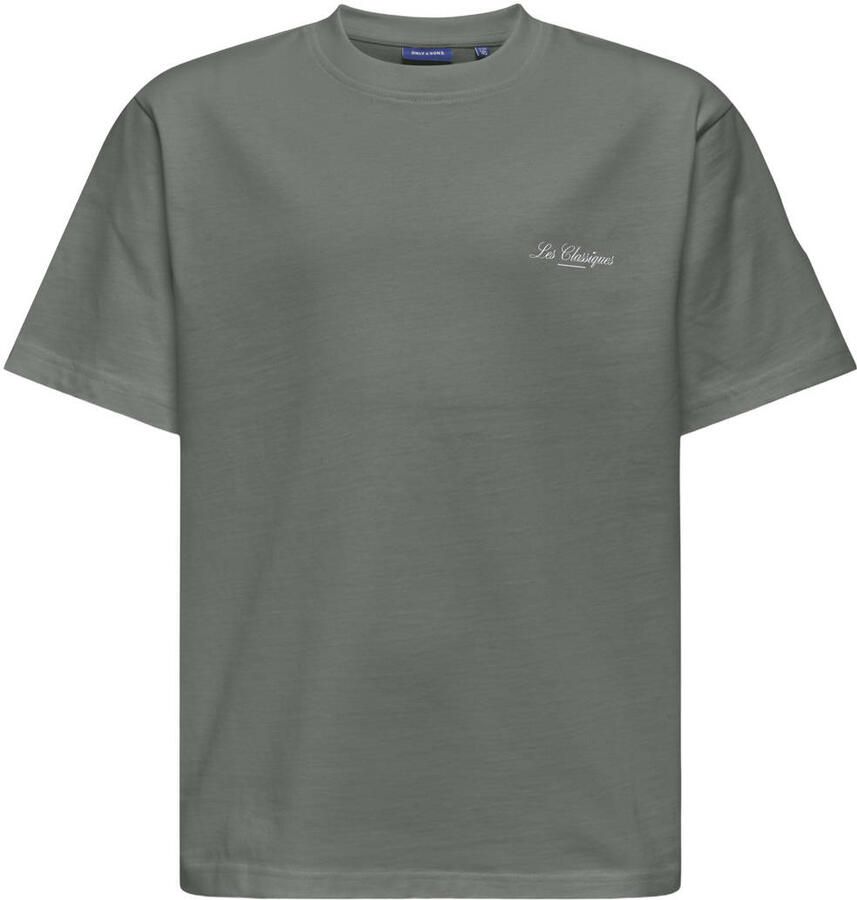 ONLY & SONS JUNIOR T-shirt met backprint donkergroen
