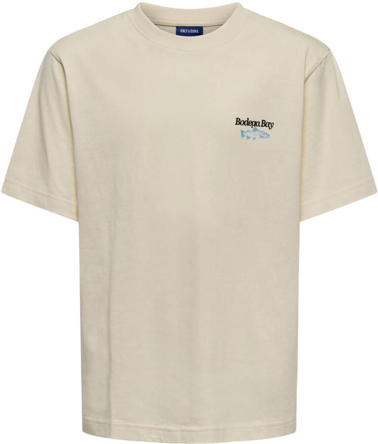 ONLY & SONS JUNIOR T-shirt met backprint ecru