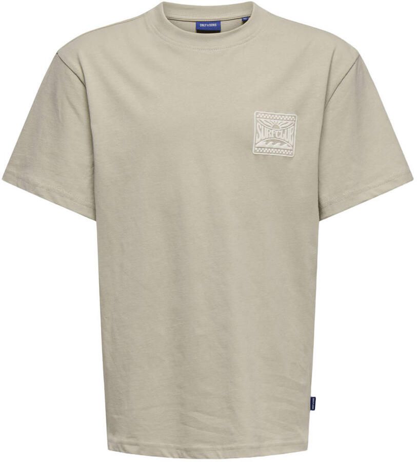 ONLY & SONS JUNIOR T-shirt met backprint grijsgroen