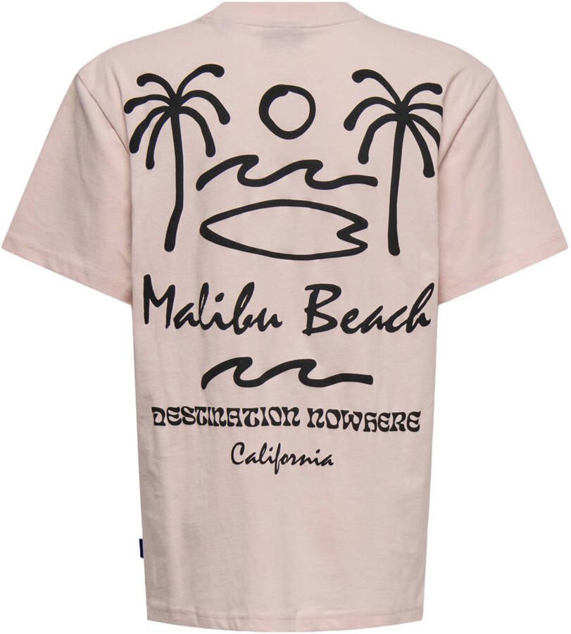 ONLY & SONS JUNIOR T-shirt met backprint lichtroze - Foto 3