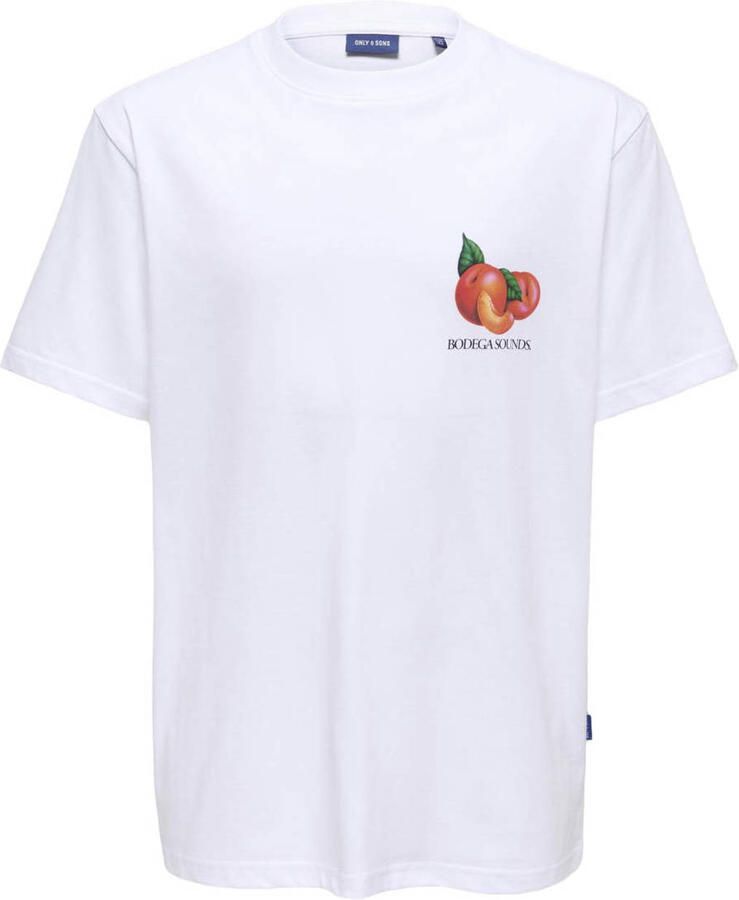 ONLY & SONS JUNIOR T-shirt met backprint wit