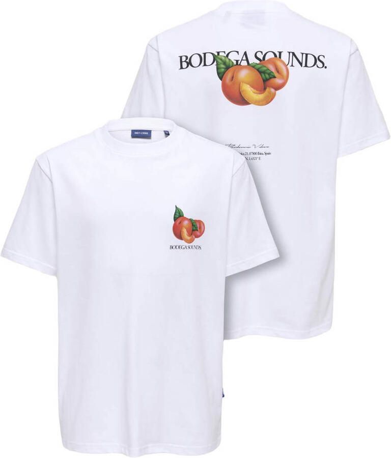 ONLY & SONS JUNIOR T-shirt met backprint wit - Foto 2