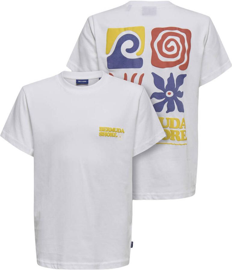 ONLY & SONS JUNIOR T-shirt met backprint wit - Foto 3
