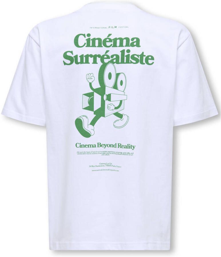 ONLY & SONS JUNIOR T-shirt met backprint wit - Foto 2