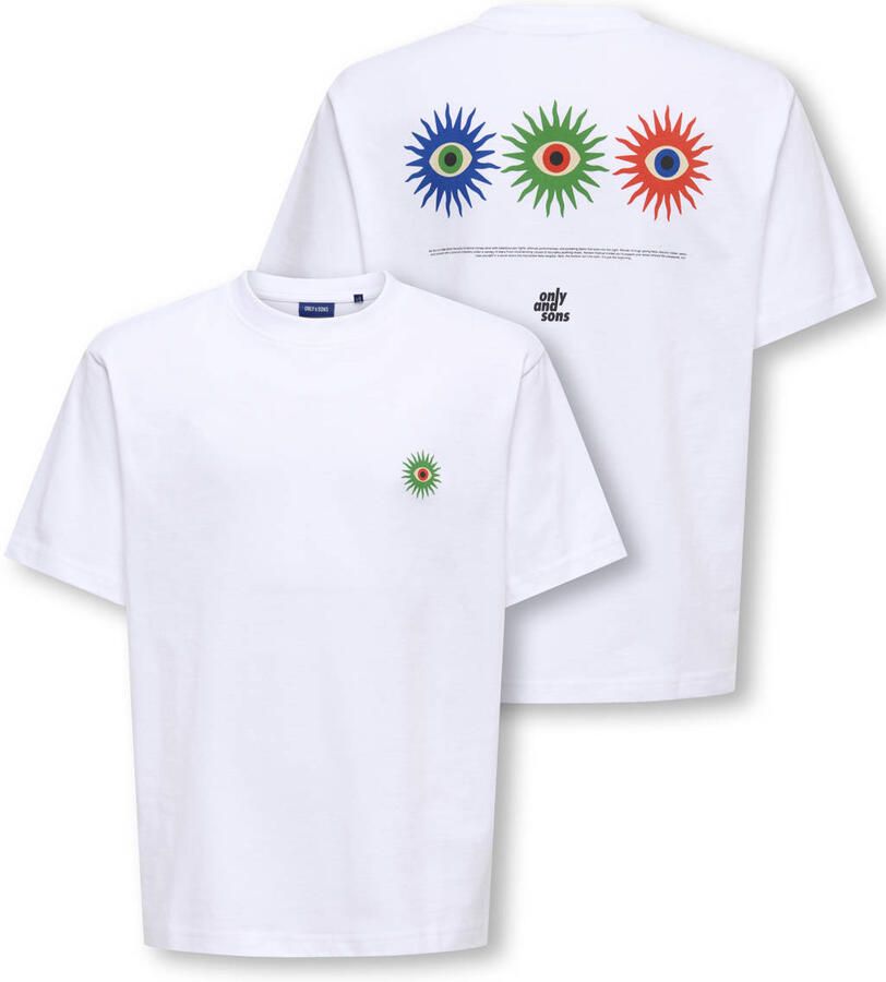 ONLY & SONS JUNIOR T-shirt met backprint wit - Foto 2