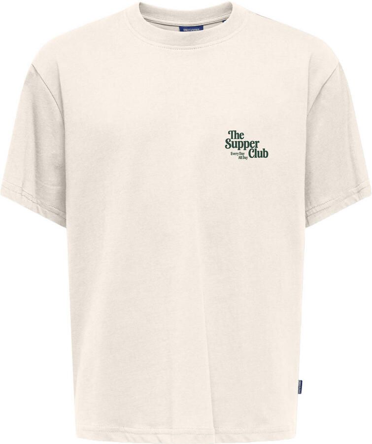 ONLY & SONS JUNIOR T-shirt met backprint zand