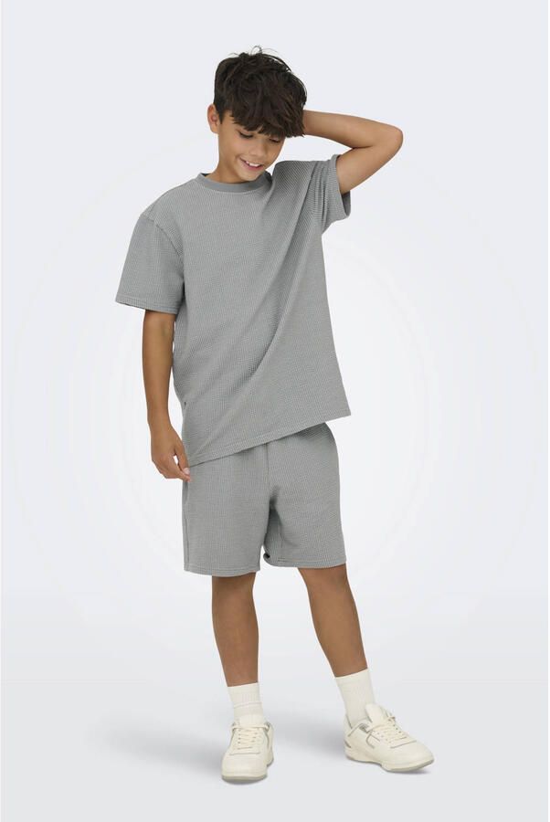 ONLY & SONS JUNIOR T-shirt met textuur grijs