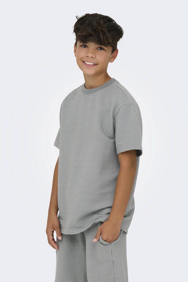 ONLY & SONS JUNIOR T-shirt met textuur grijs - Foto 3