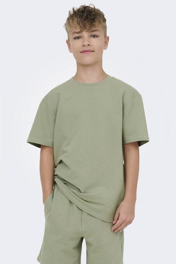 ONLY & SONS JUNIOR T-shirt met textuur groen