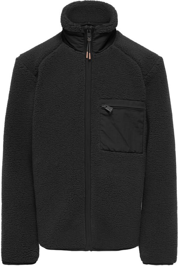 ONLY & SONS JUNIOR teddy jas zwart