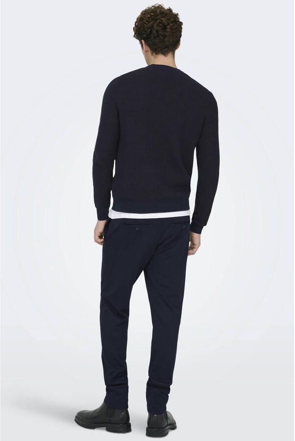 ONLY & SONS katoenen regular fit gebreide gemêleerde trui dark sapphire - Foto 2