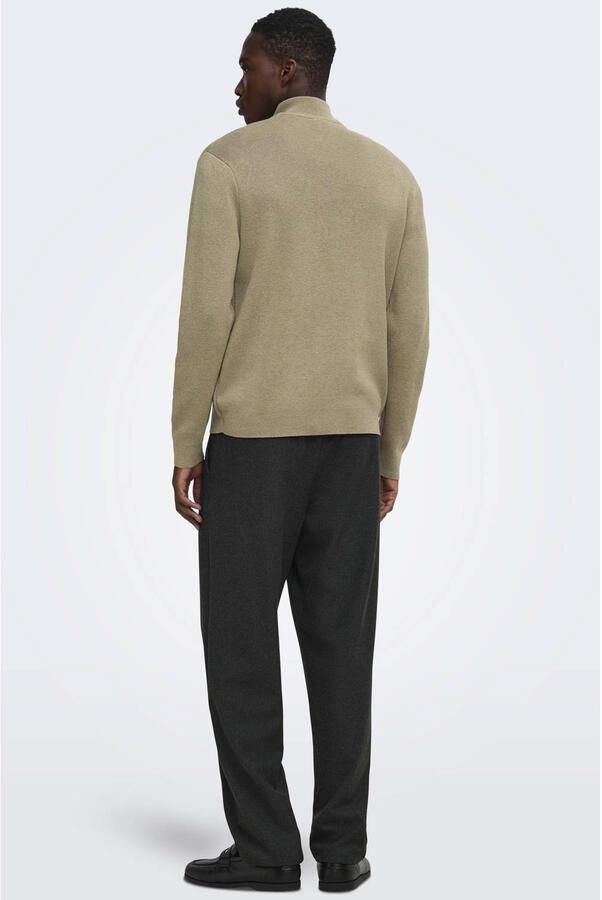 ONLY & SONS katoenen regular fit gebreide trui desert taupe - Foto 2
