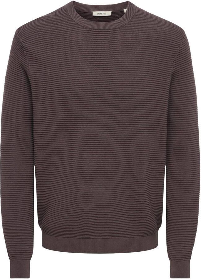 ONLY & SONS katoenen regular fit gebreide trui donkerpaars - Foto 2