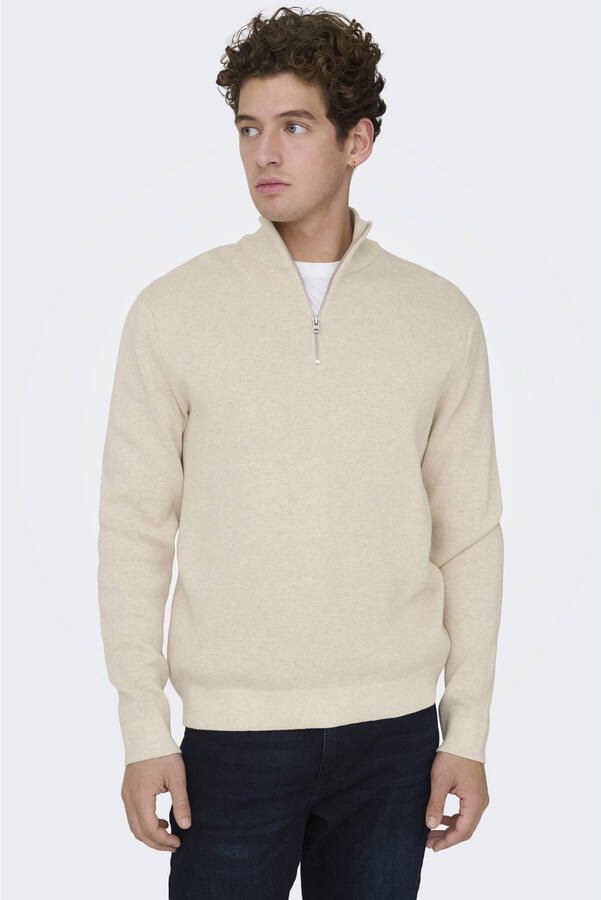 ONLY & SONS katoenen regular fit gebreide trui gardenia