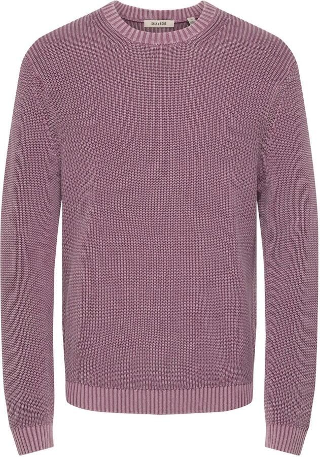 ONLY & SONS katoenen regular fit gebreide trui grape shake