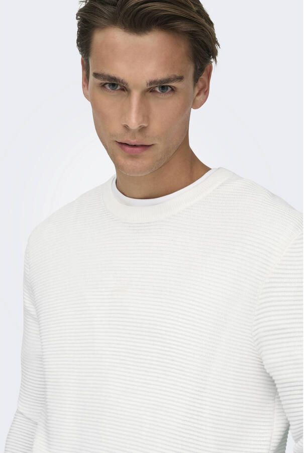 ONLY & SONS katoenen regular fit gebreide trui wit - Foto 2